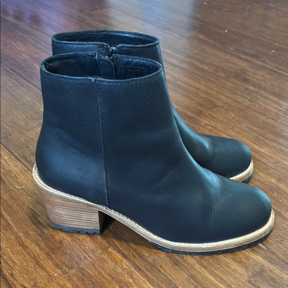 Portland Leather Black Ankle Booties with Chunky Heel